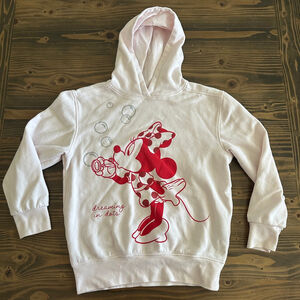 Girls Disney Minnie Mouse Hoodie Pink Red Size M Graphic Pullover Soft